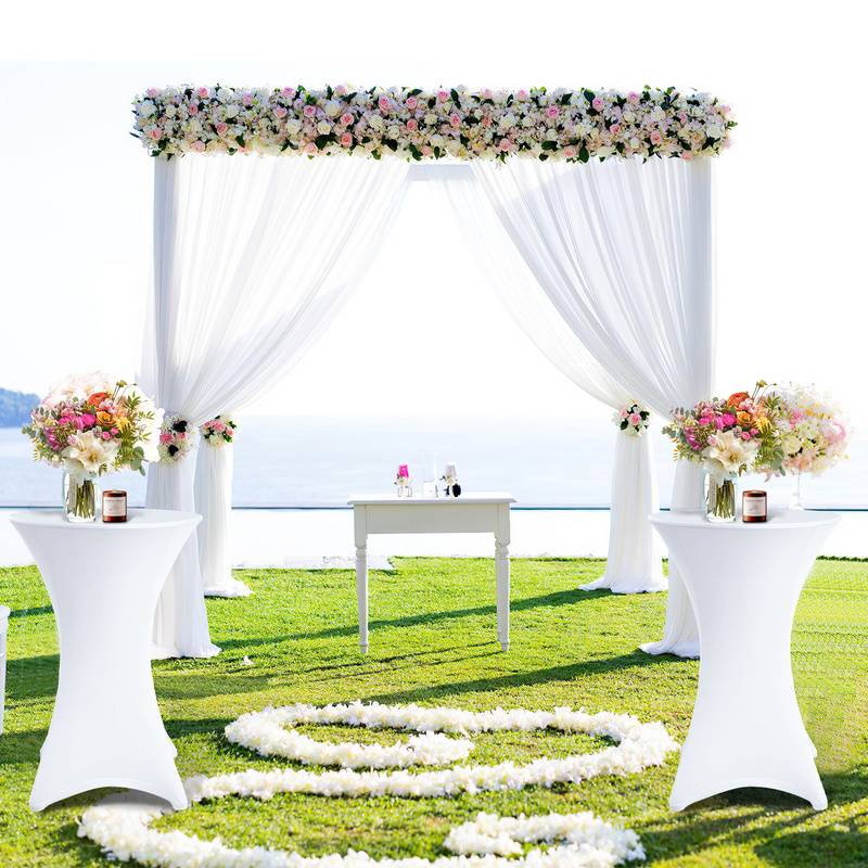 2er Set Stehtischhusse Stretch Stehtisch Ø 80 cm Tisch Husse Bistrotisch Weiß