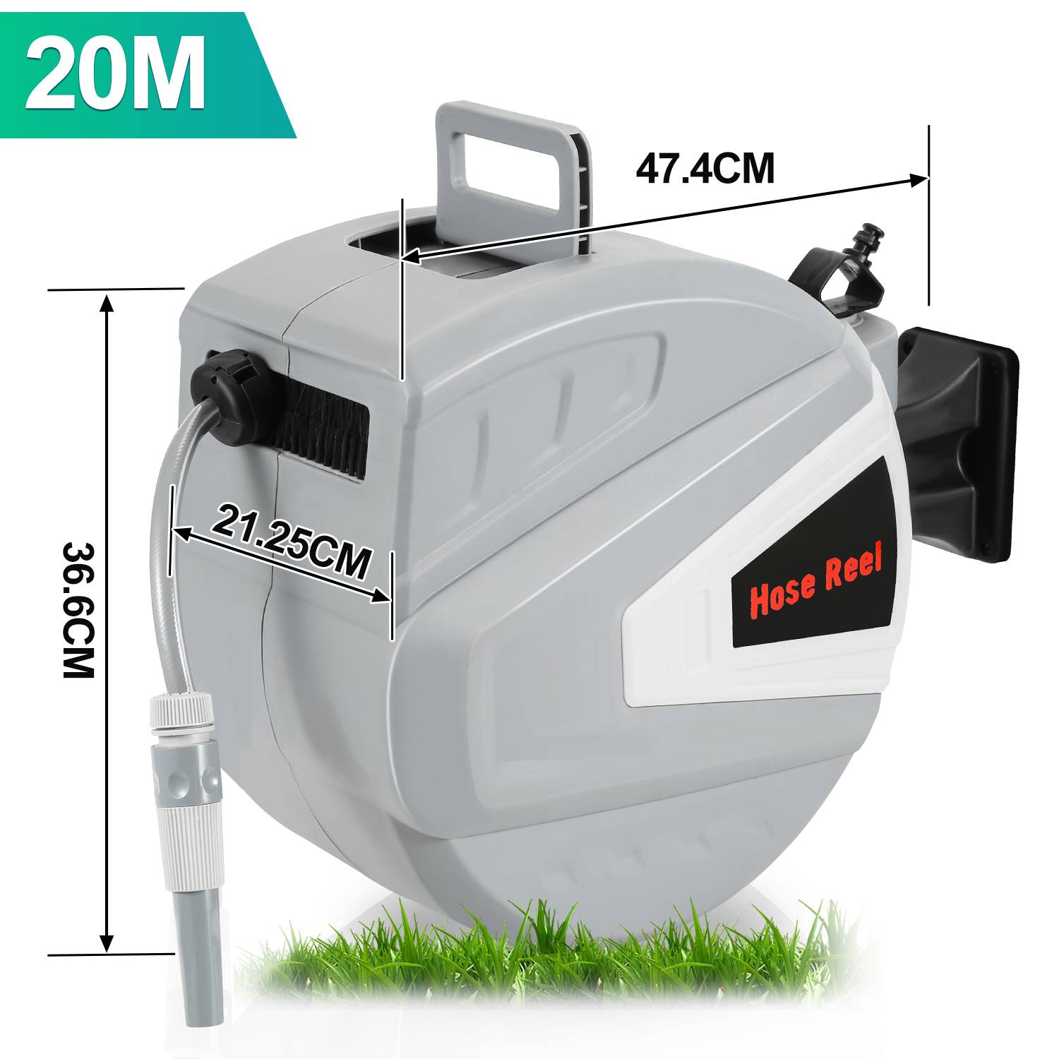 Schlauchaufroller 20m Druckluftschlauchtrommel automatik Aufroller 8bar Anschluss Multifunktionale Wasserspritzpistole Druckluftschlauch