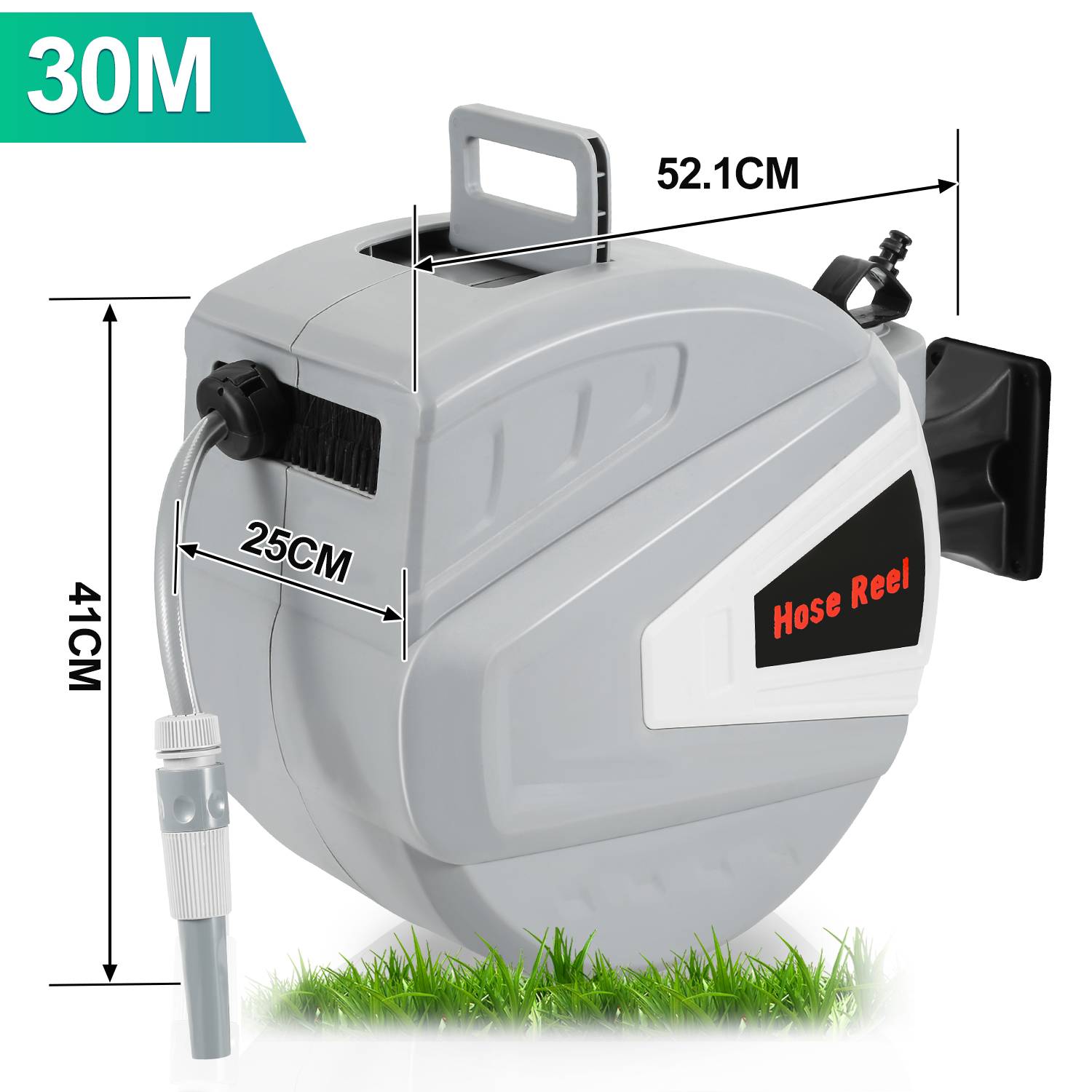 Schlauchaufroller 30m Druckluftschlauchtrommel automatik Aufroller 8 bar Anschluss Multifunktionale Wasserspritzpistole Druckluftschlauch