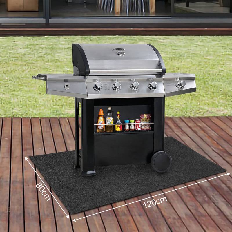 Grillteppich Bodenschutzmatte Grillteppich Outdoor Grau 80x120cm