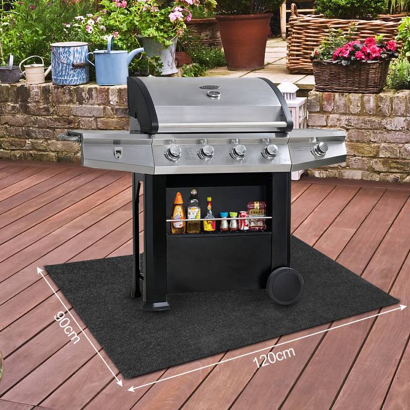 Grillteppich Grillunterlage Grillmatte Bodenschutzmatte Grillteppich Outdoor Grau 90x120cm