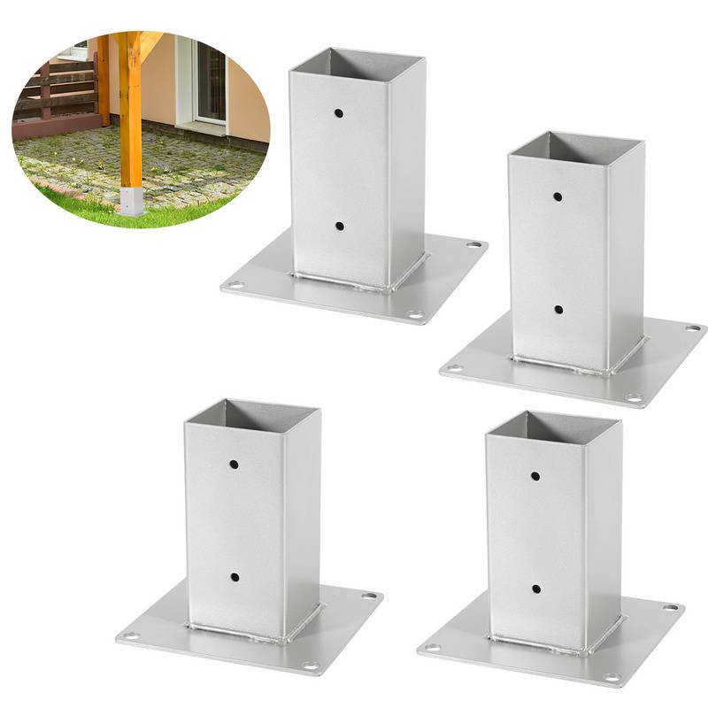 Aufschraubhülse 4 Stück Pfostenträger Zaunpfosten Einschlaghülse Silber 70x70mm