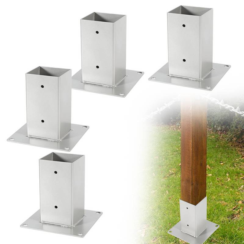 Aufschraubhülse 4 Stück Pfostenträger Zaunpfosten Einschlaghülse Silber 80x80mm