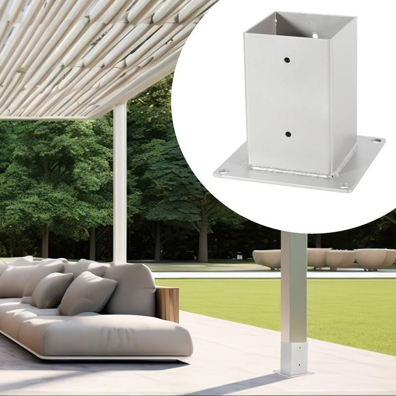 Aufschraubhülse für Vierkantholzpfosten 4x Pfostenträger Silber 90x90mm