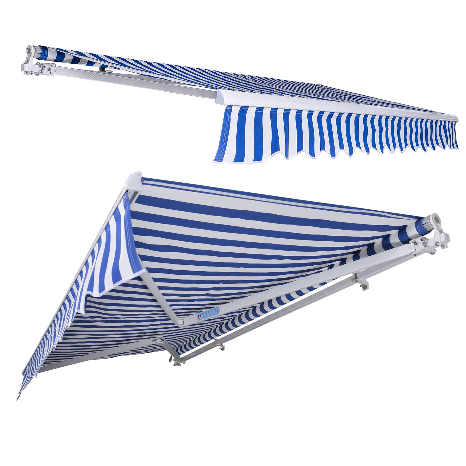 Gelenkarmmarkise 300x250cm einziehbare Markise Sonnenschutz Balkonmarkise Gelenkarm Sonnenschutz Blau/Weiß