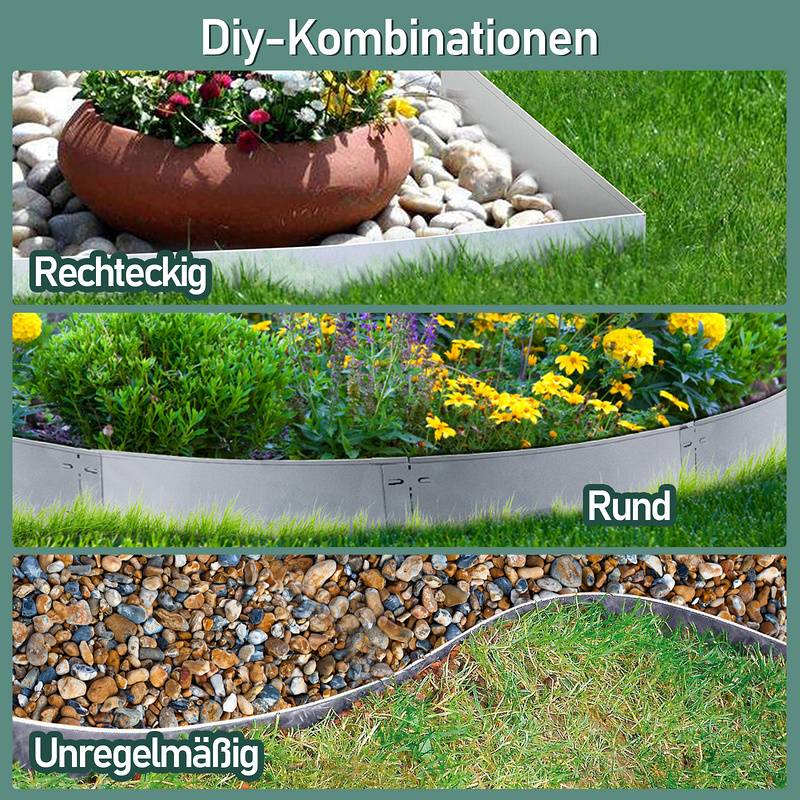 Rasenkante Metall Beeteinfassung Beetumrandung Mähkante Palisade Beetrand 100x18cm 10m