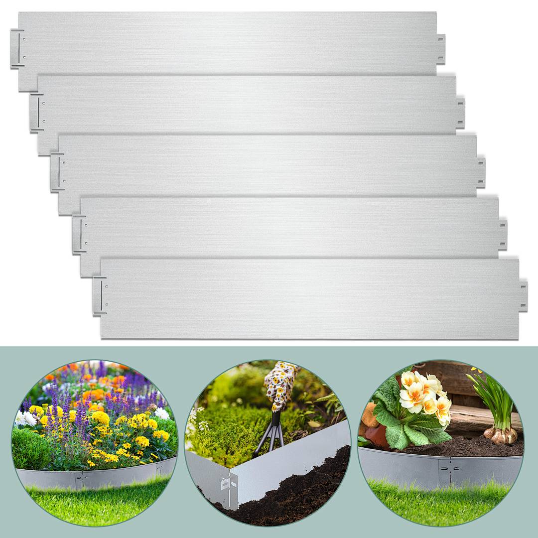 Rasenkante Einfache Montage Profilkante Rasenborde Gartenpalisade Beetrand 100x18cm 10m