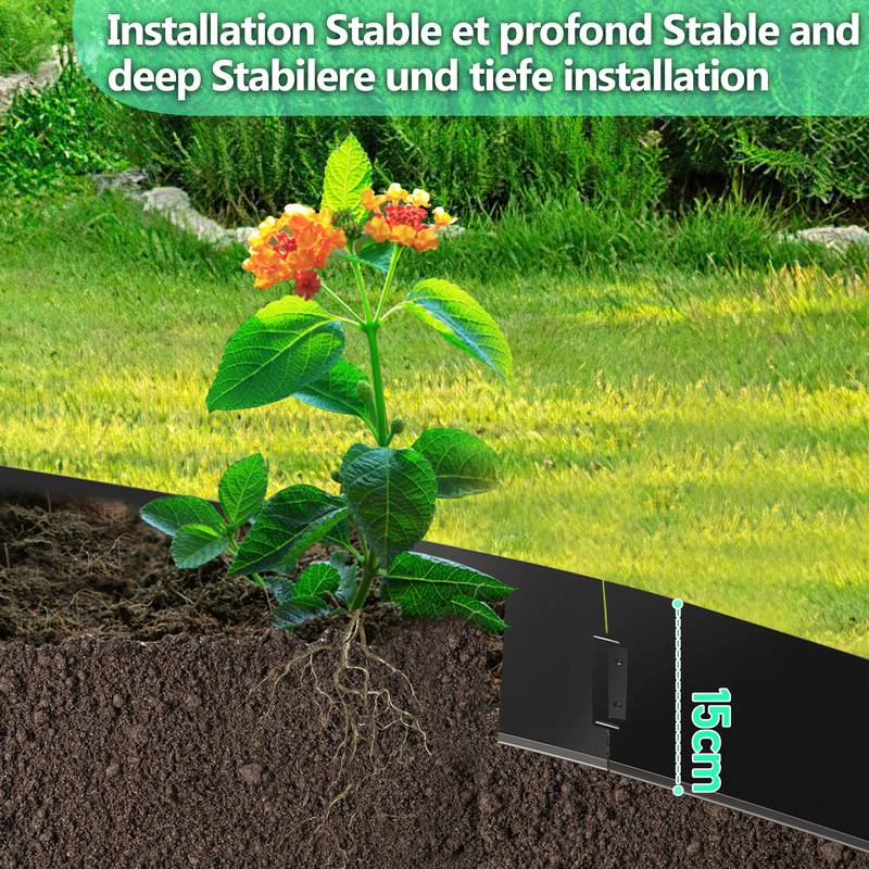 Rasenkante Metall Beeteinfassung Beetumrandung Mähkante Palisade Beetrand Schwarz 100x15cm 10m