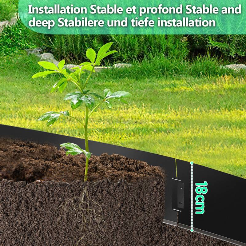 Rasenkante Metall Beeteinfassung Beetumrandung Mähkante Palisade Beetrand Schwarz 100x18cm 10m