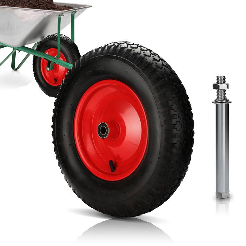 Schubkarrenrad Schlauch Vollgummi Ersatzrad Reifen mit Achse 4.80/4.00-8 390 mm 1X