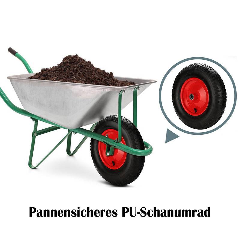 Schubkarrenrad Schlauch Vollgummi Ersatzrad Reifen mit Achse 4.80/4.00-8 390 mm 1X