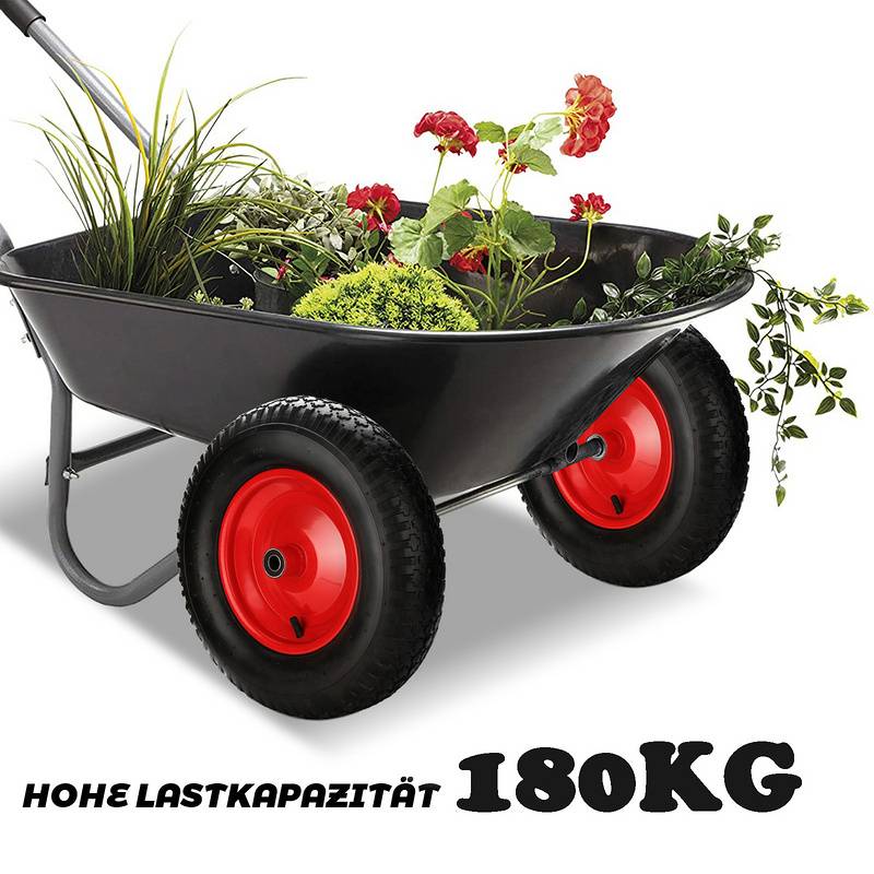 Schubkarrenrad Schlauch Vollgummi Ersatzrad Reifen mit Achse 4.80/4.00-8 390 mm 2X