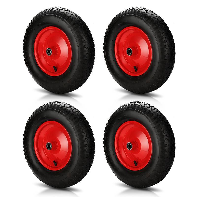 Schubkarrenrad Schlauch Vollgummi Ersatzrad Reifen mit Achse 4.80/4.00-8 390 mm 4X