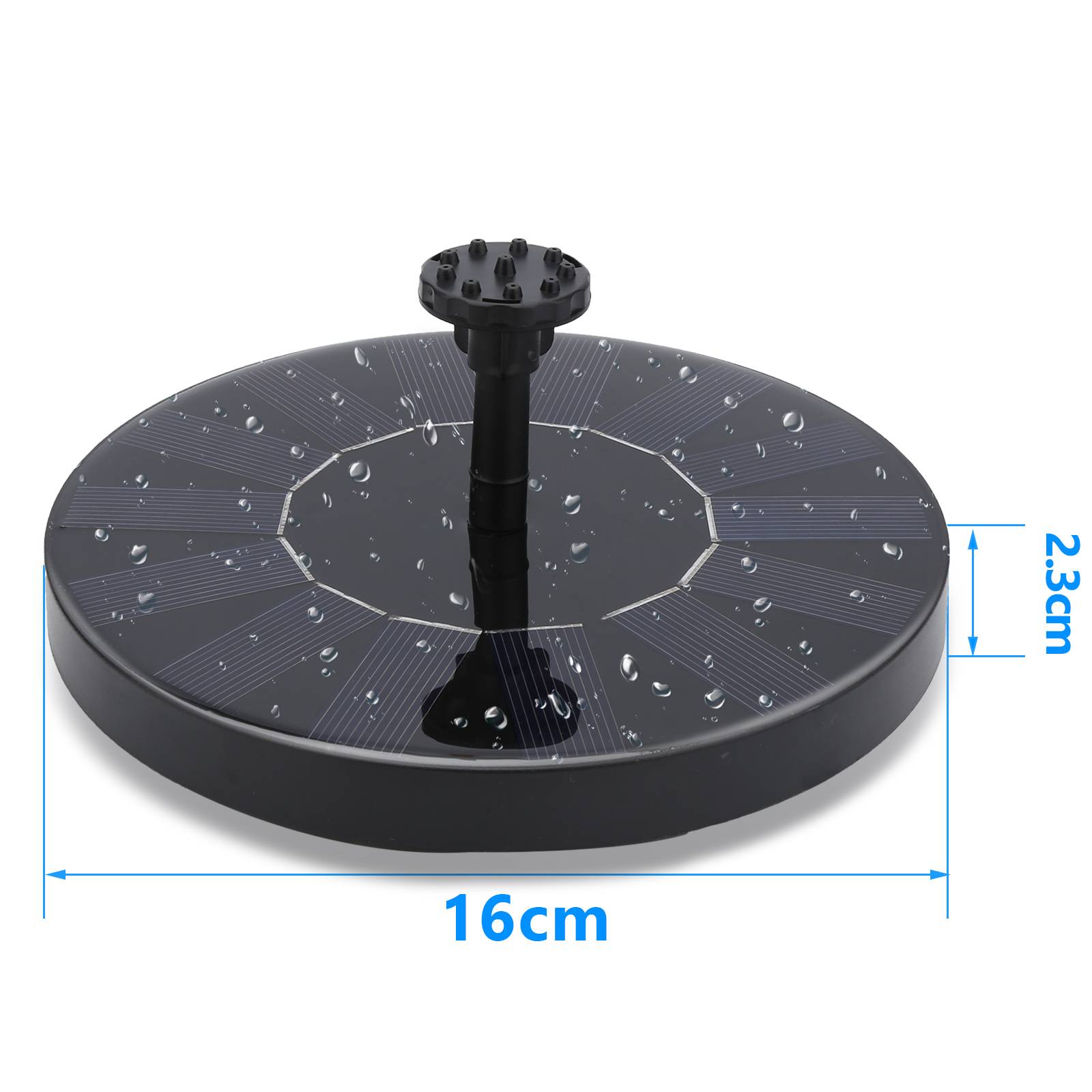 Solarpumpe 1.5W Brunnen Gartenbrunnen mit 6 Fontänenstilen 190L/h Solar Wasserpumpe Springbrunnenpumpe Solar Teichpumpe