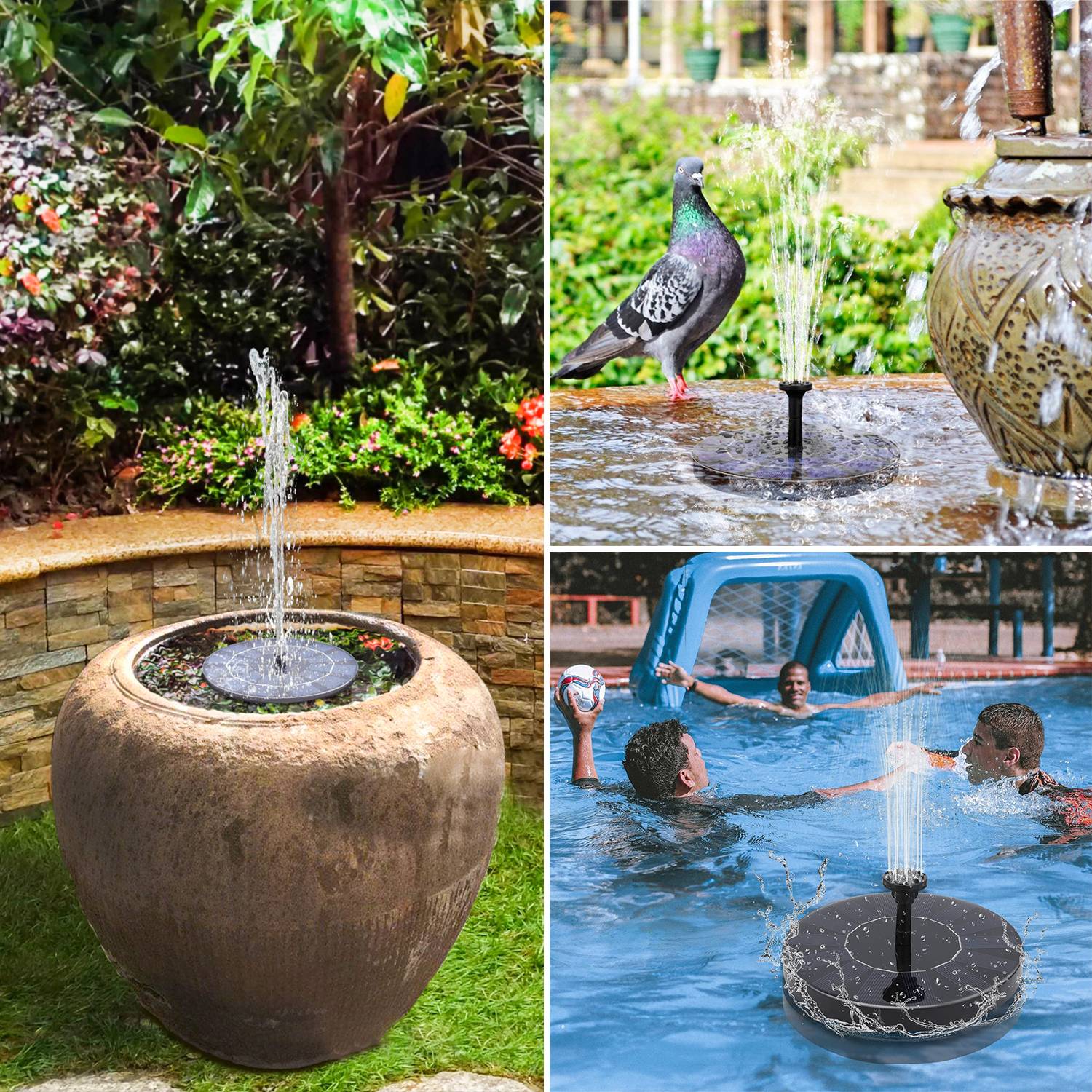 Solarpumpe 1.5W Brunnen Gartenbrunnen mit 6 Fontänenstilen Solar-Wasserpumpe Springbrunnenpumpe Solar-Teichpumpe Solar-Schwimmbrunnenpumpe Schwarz