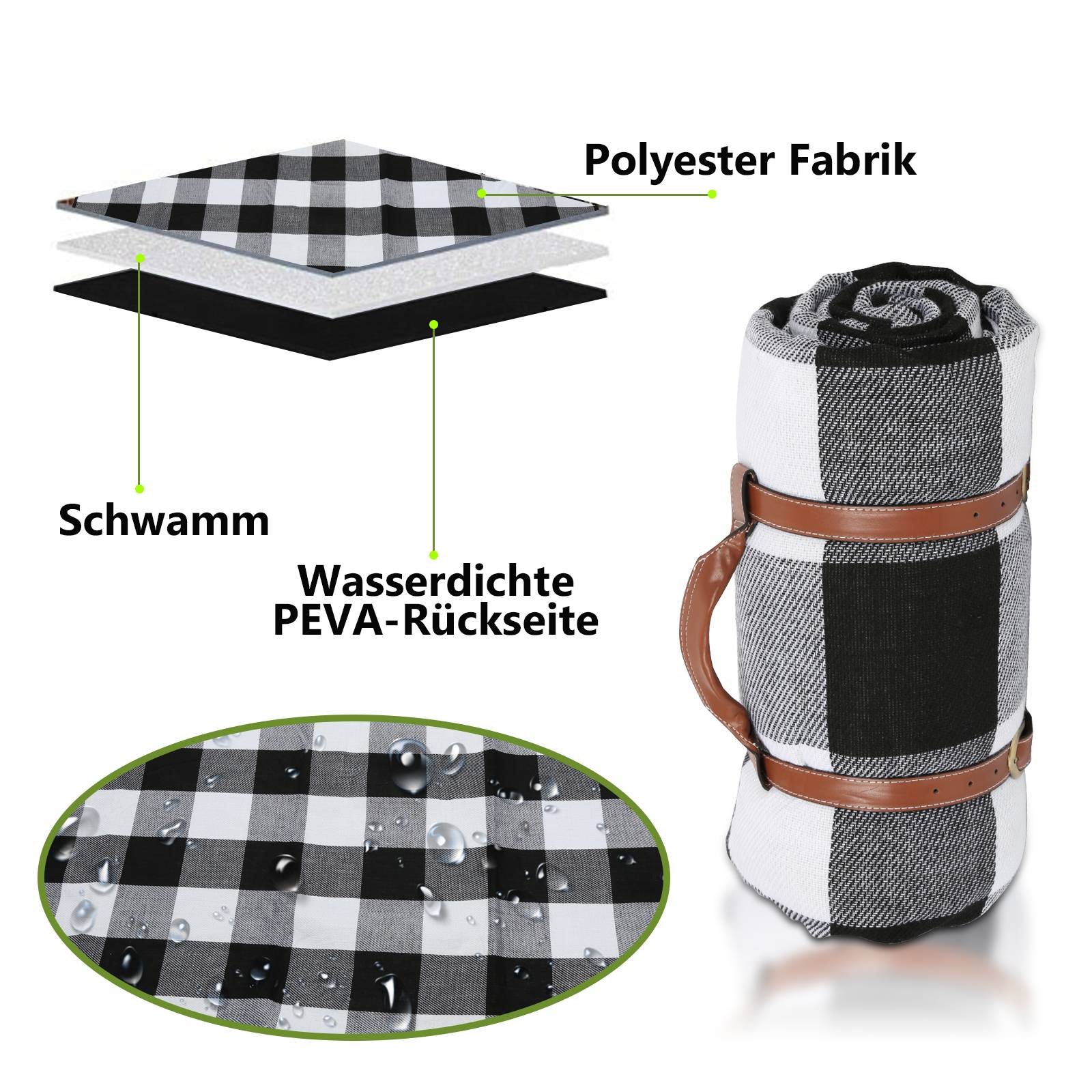 Picknickdecke Wasserdicht 200x200 Outdoor Stranddecke Sandfrei Strandmatte Campingdecke Sanddichte Outdoordecke Familiendecke Picknick-Matte mit