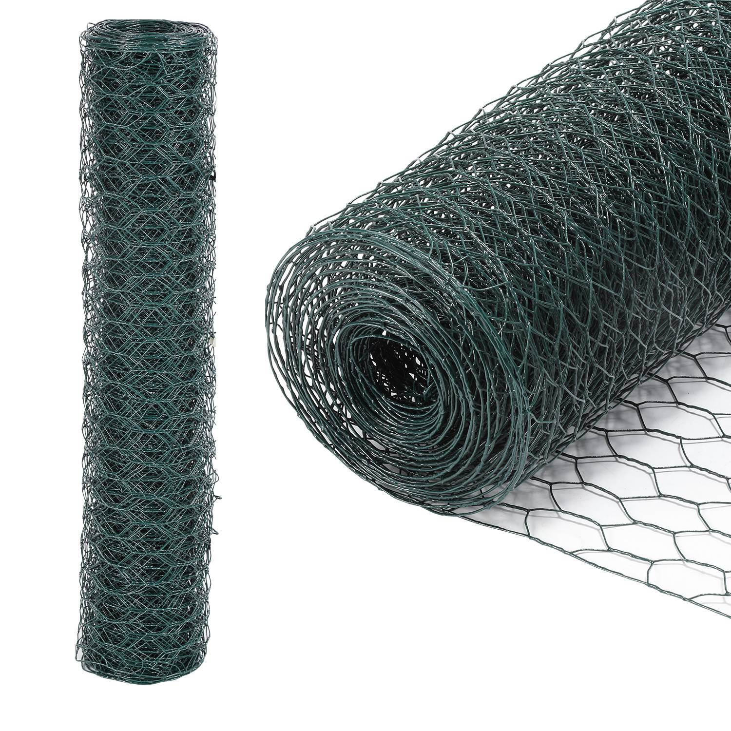 Drahtzaun 10m/25m Maschenweite: 27 mm Grün Sechskantgeflecht Maschendrahtzaun - 50 cm x 25m