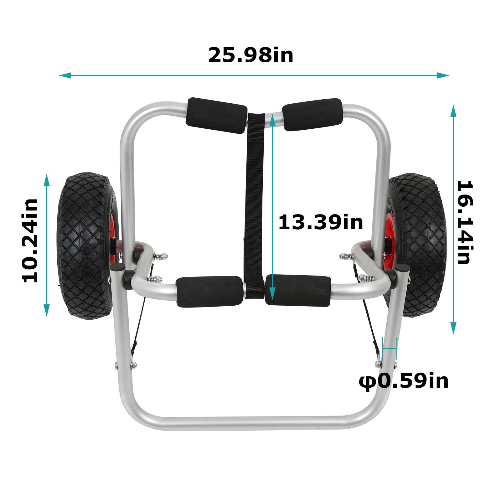 Kajakwagen Alu Bootswagen faltbare transportwagen PolyurethanReifen Silber 80 kg 66 x 26 x 41 cm