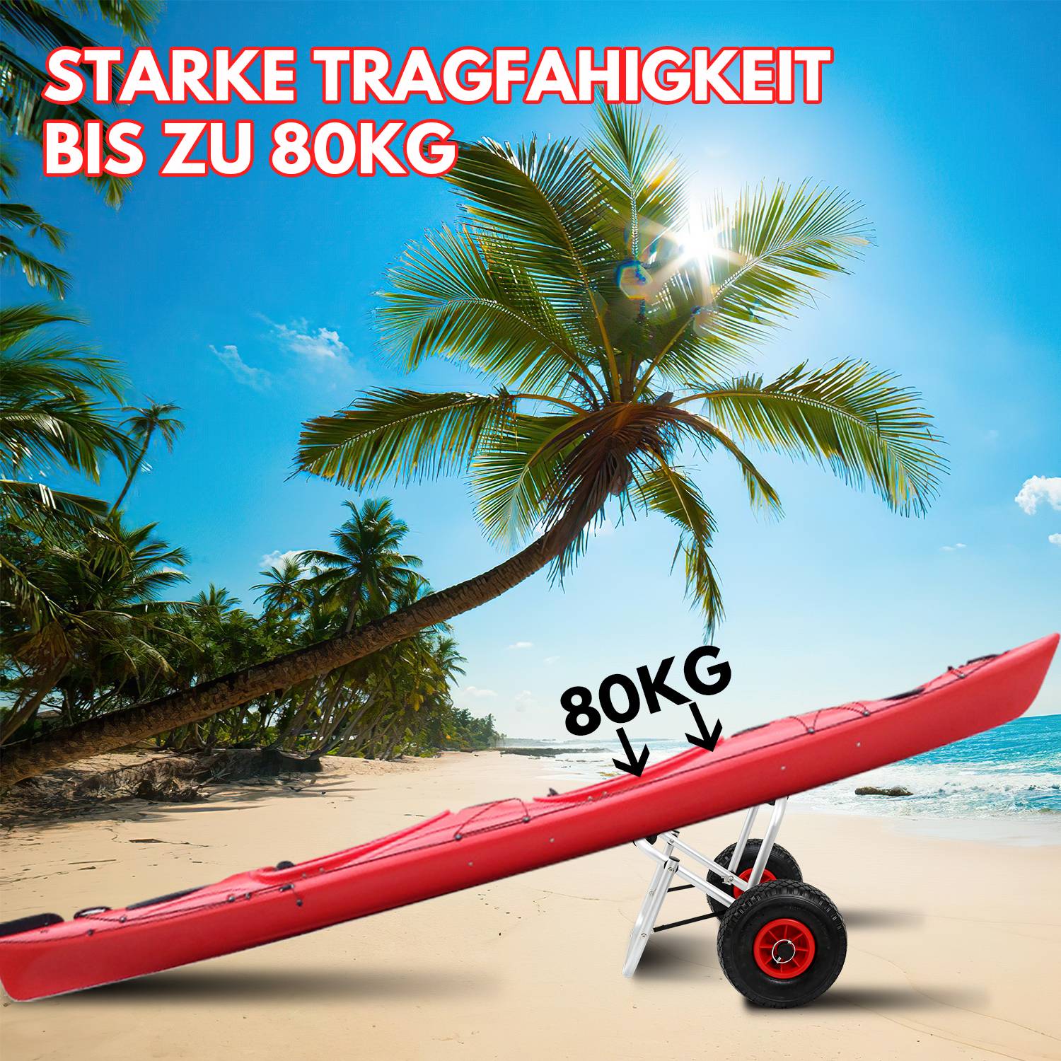 Kajakwagen Alu Bootswagen faltbare transportwagen PolyurethanReifen Silber 80 kg 66 x 26 x 41 cm