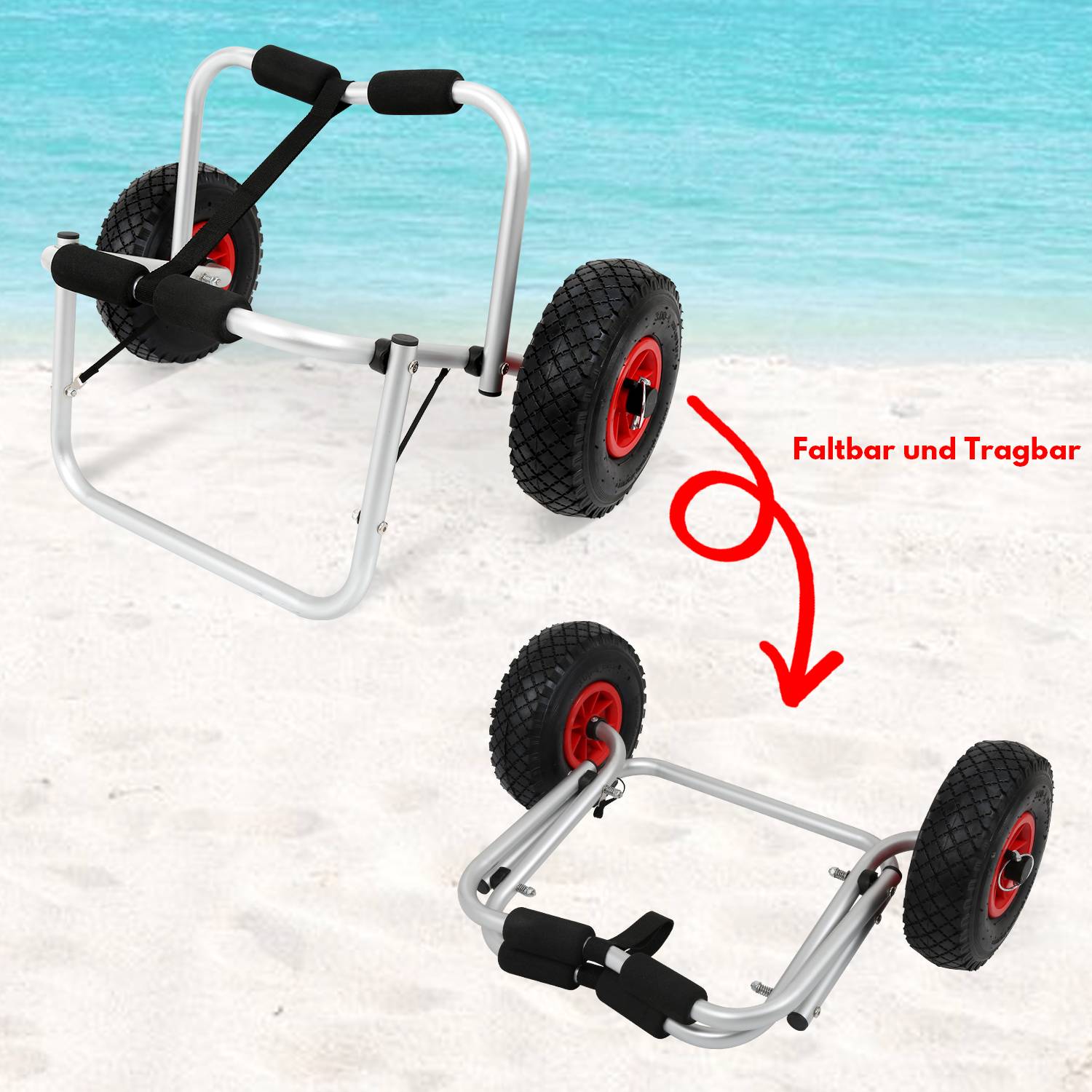 Kajakwagen Kanuwagen Bootswagen Transportwagen Trolley Surfwagen Faltbar Bootstrailer 80kg