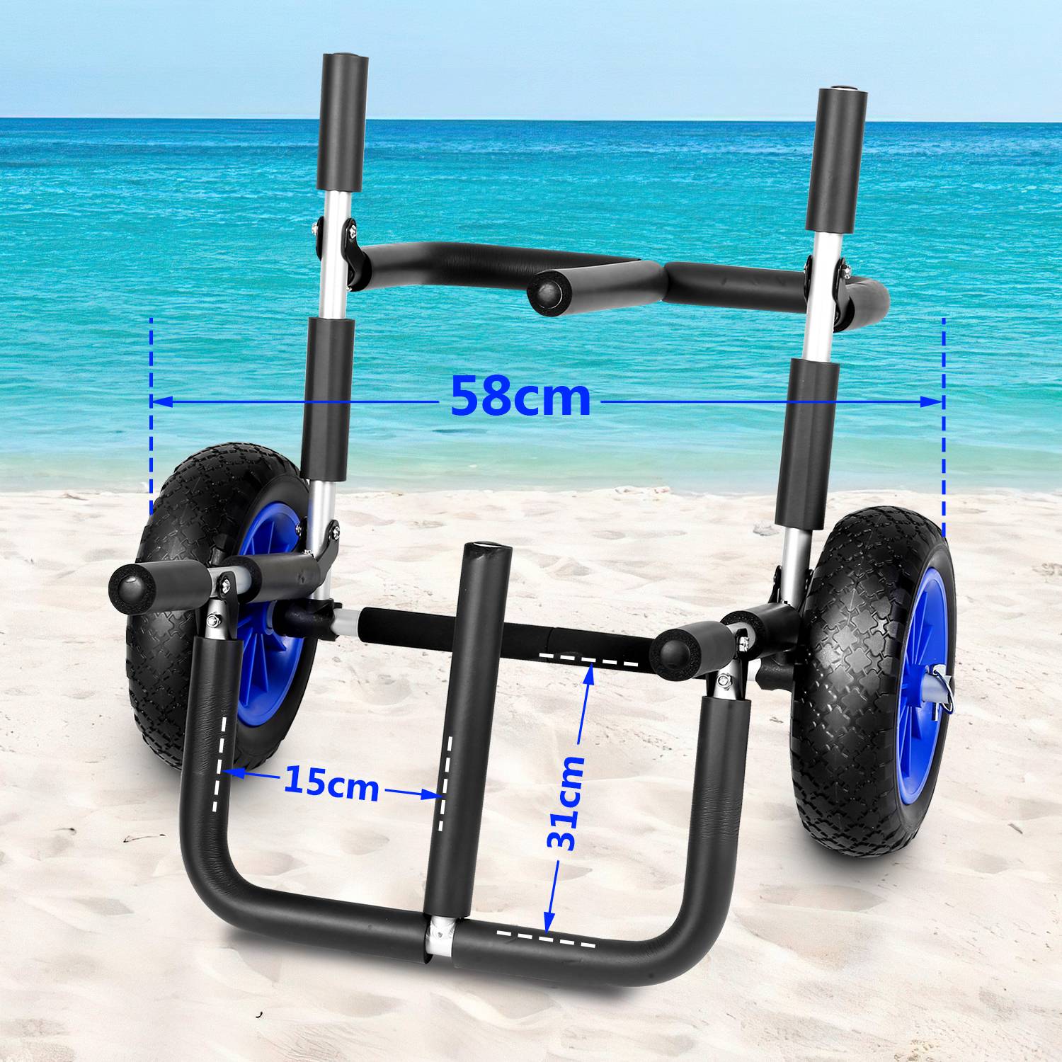 SUP Transportwagen klappbarer Doppel Transportwagen bis 80 kg für SUP Board, Kanus und Kajaks, Surfwagen mit Polstern Surfwagen