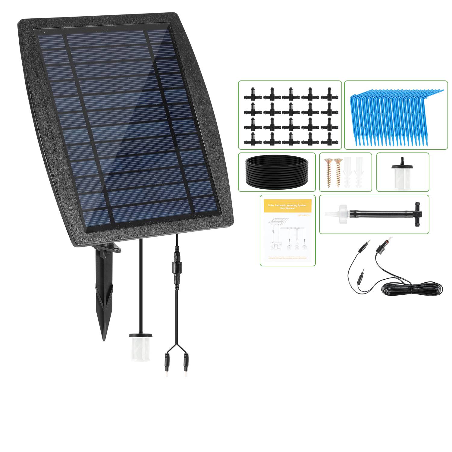 Solar Bewässerungssystem Tröpfchenbewässerung system mit 12 Timer-Modi+20M Schlauch für Garten Balkon Pflanzen