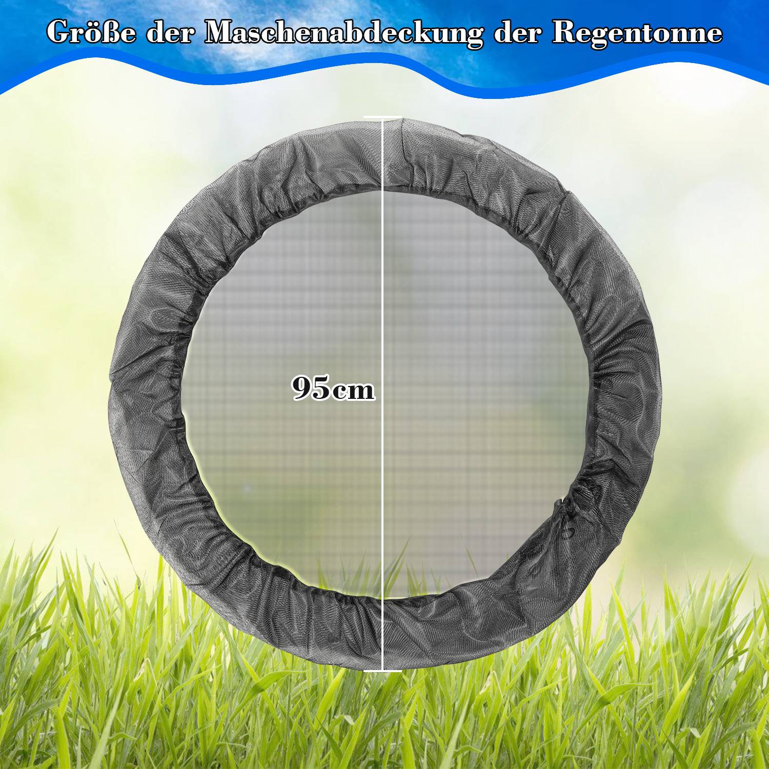 Regentonnen Netz 6 Stück Abdeckung für Regentonnen Rund - Regentonnen-Netz mit Zugkordel 95cm Regentonnen Netz