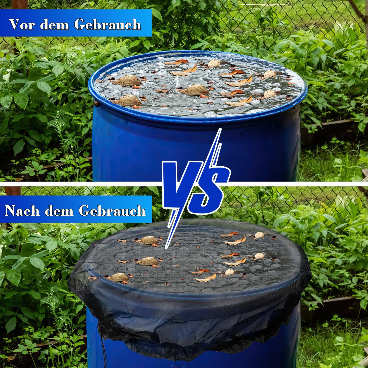 Regentonnen Netz 8Stk Regentonnen Netz Regentonne Abdeckung mit Zugkordel 95cm Verstellbares Regentonnennetz