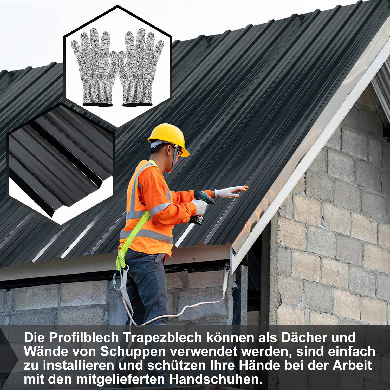 Trapezblech Dachpaneele 12/24/36 Stk 129x46cm, Verzinkter Stahl Profilblech Dachblech Wellblech - Anthrazit 7㎡ 12x