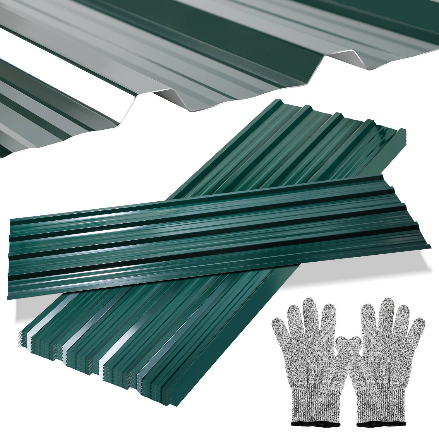 36er Trapezblech Dachplatten 0,25 mm, 129 x 46 cm, Grün, verzinkter Stahl, ca. 21 m²