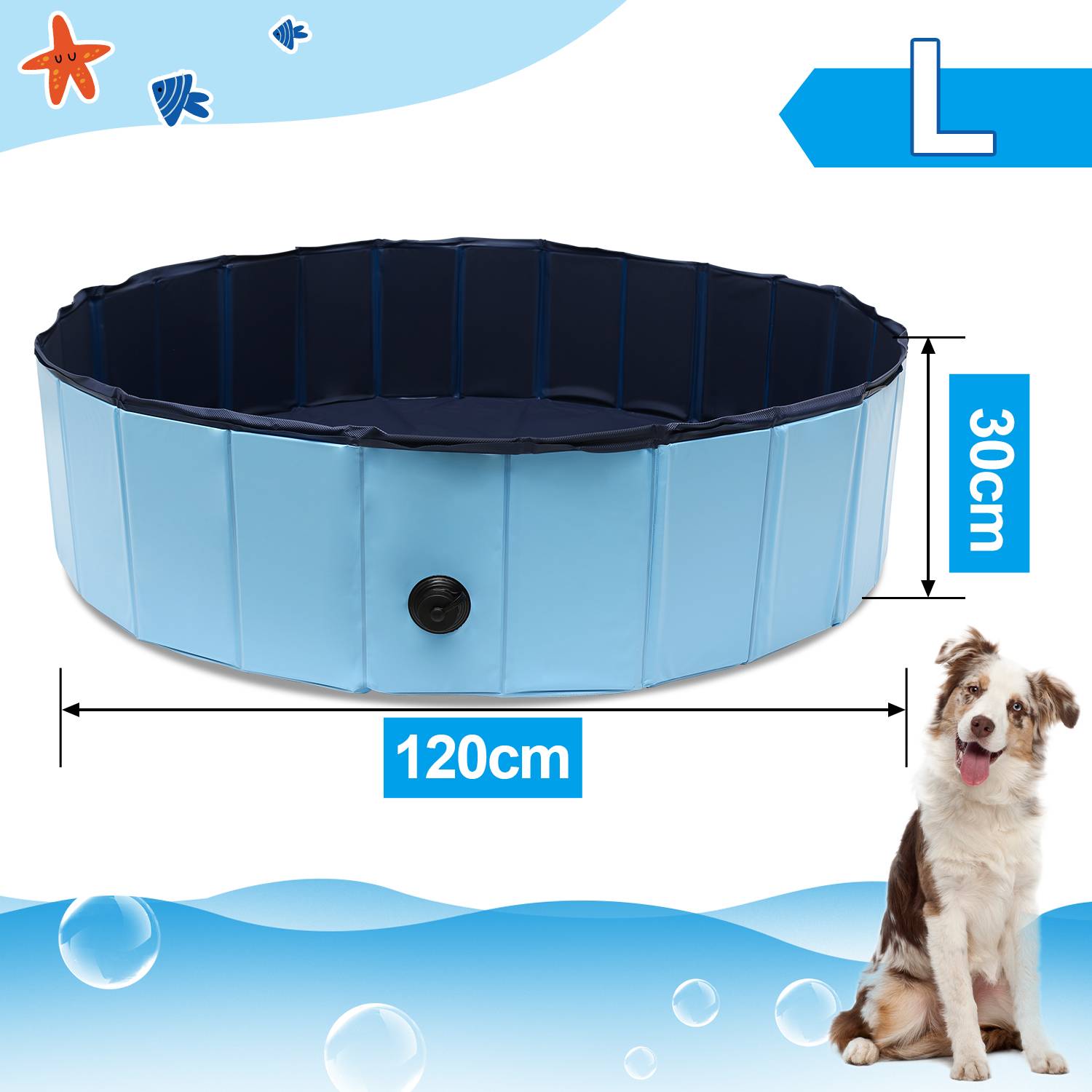Hundepool Schwimmbecken Kleber Hundebecken Faltbarer Swimmingpool 120*30CM