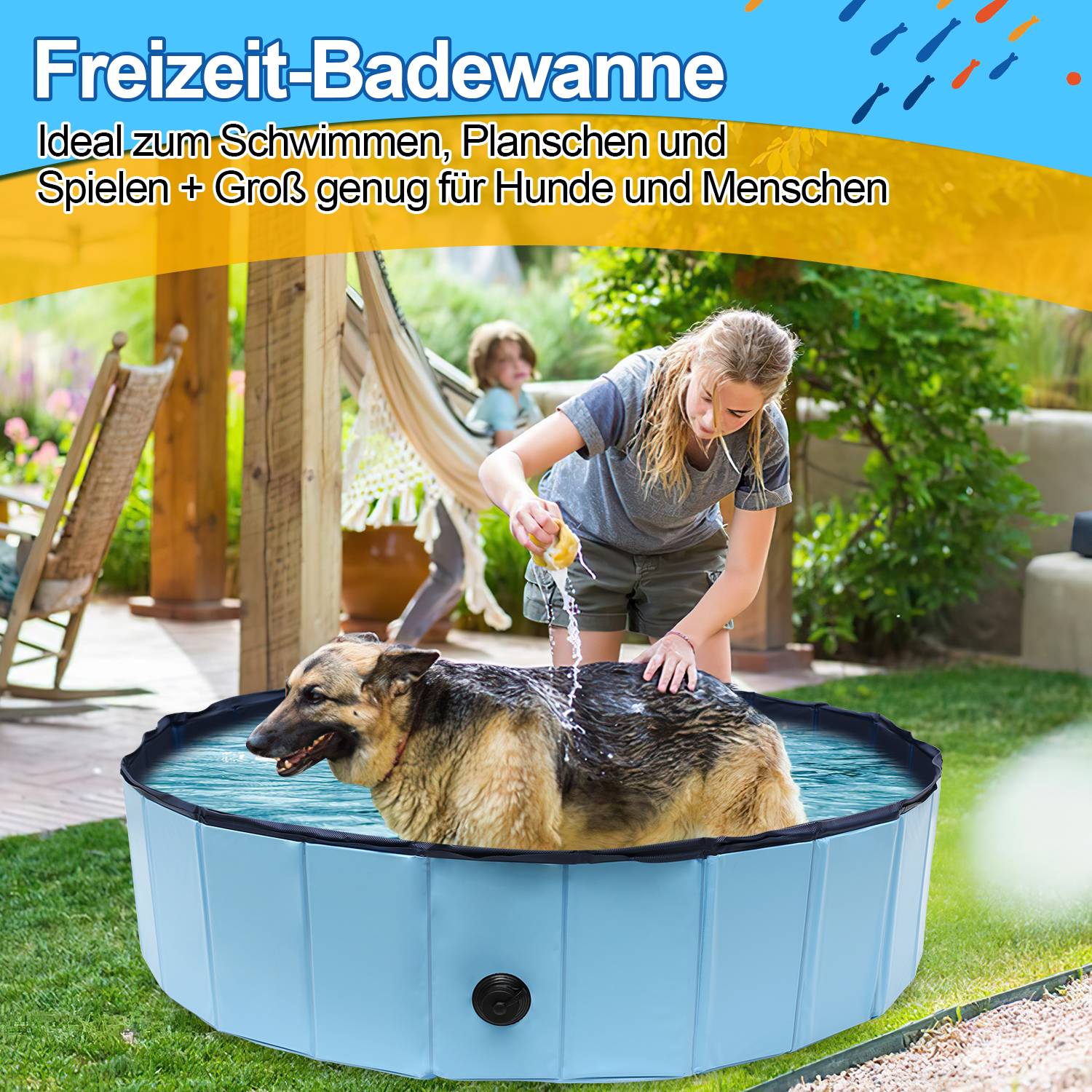 Hundepool 120*30CM PVC Faltbarer Kinderpool Kleber Schwimmbad Planschbecken