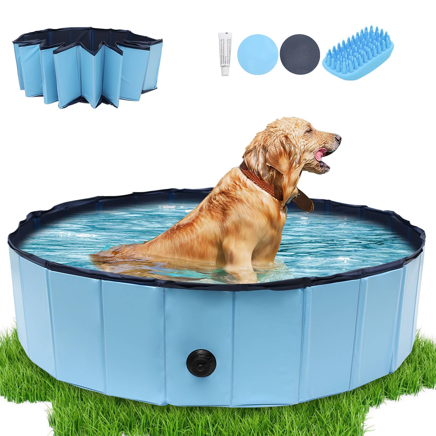 Hundepool 160*30CM PVC Faltbarer Kinderpool Kleber Schwimmbad Planschbecken