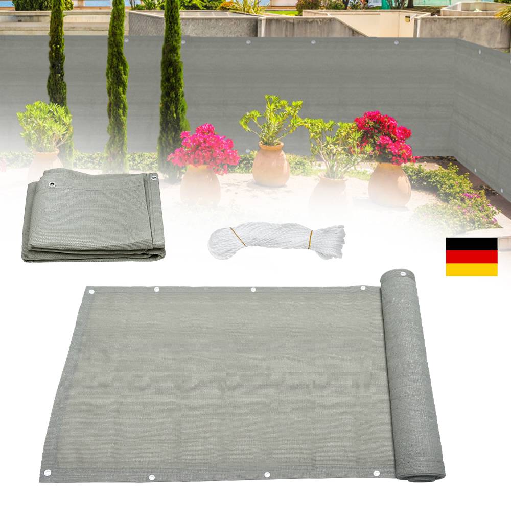Balkon Sichtschutz 90 X 600 cm Balkonabdeckung Balkonumspannungen Balkonsichtschutz Balkonverkleidung UV-Schutz HDPE Garten Grau