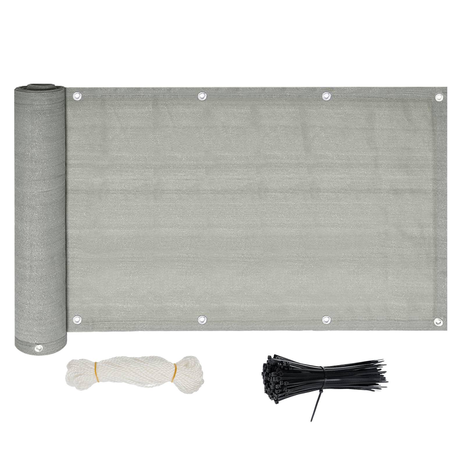 90x600cm Balkon Sichtschutz Balkonbespannung Balkonverkleidung Grau Balkonsichtschutz Windschutz UV-Schutz aus HDPE