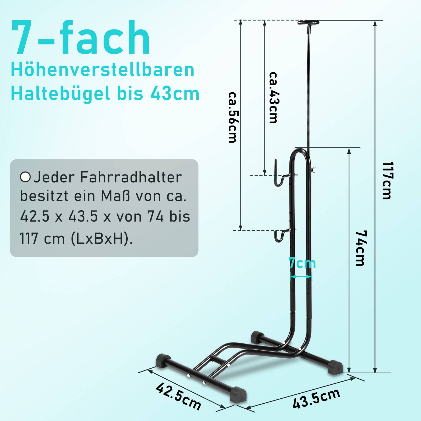 Fahrradständer Boden Fahrradhalter für Vorderrad oder Hinterrad Radständer 3 Funktionen 20 bis 27.5 Zoll