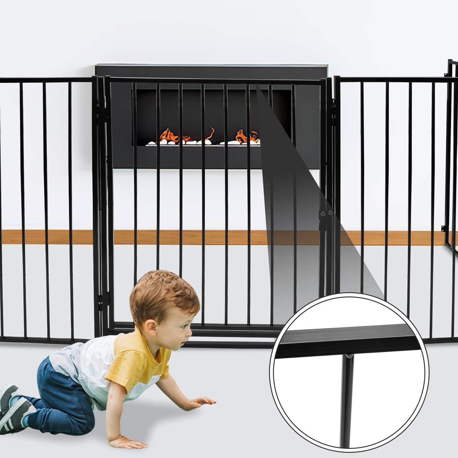 Kaminschutzgitter 5-tlg Schutzgitter 300x75cm Ofenschutzgitter Sicherheitstür Tierschutzgitter Absperrgitter Konfigurationsgitter