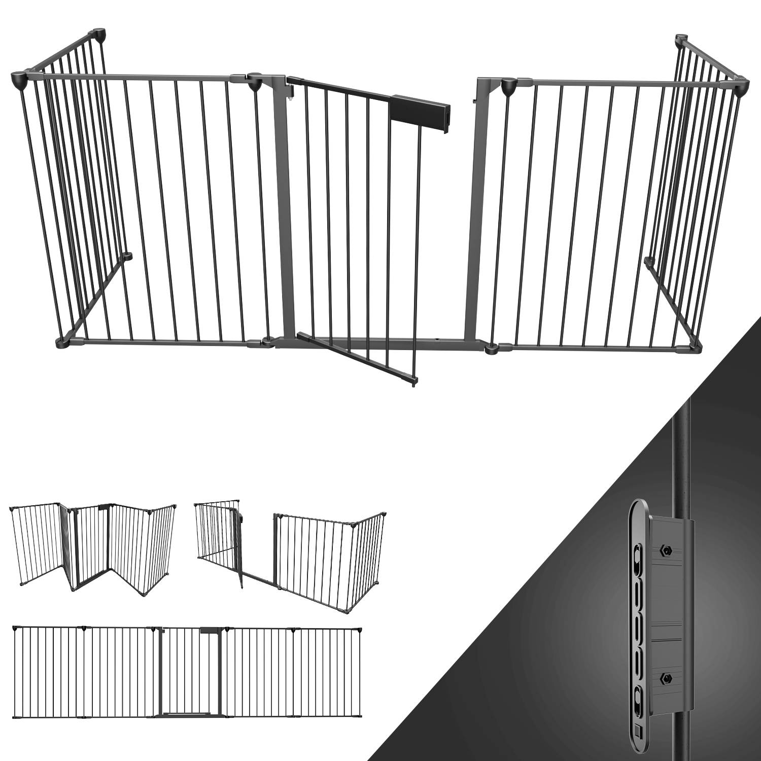 Kaminschutzgitter 5x Ofenschutzgitter Laufgitter Absperrgitter Tierschutzgitter Türschutzgitter Kinder-Sicherung 300x75cm