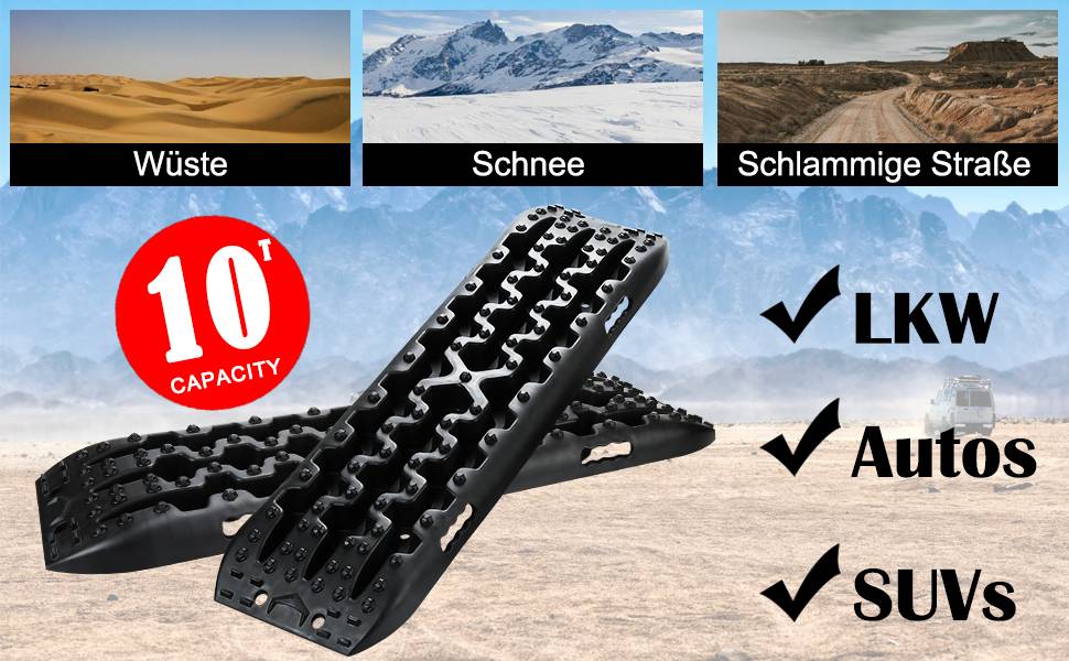 Anfahrhilfe 2x Sandbleche Traktionsmatte Anfahrhilfe 10t mit Aufbewahrungstasche
