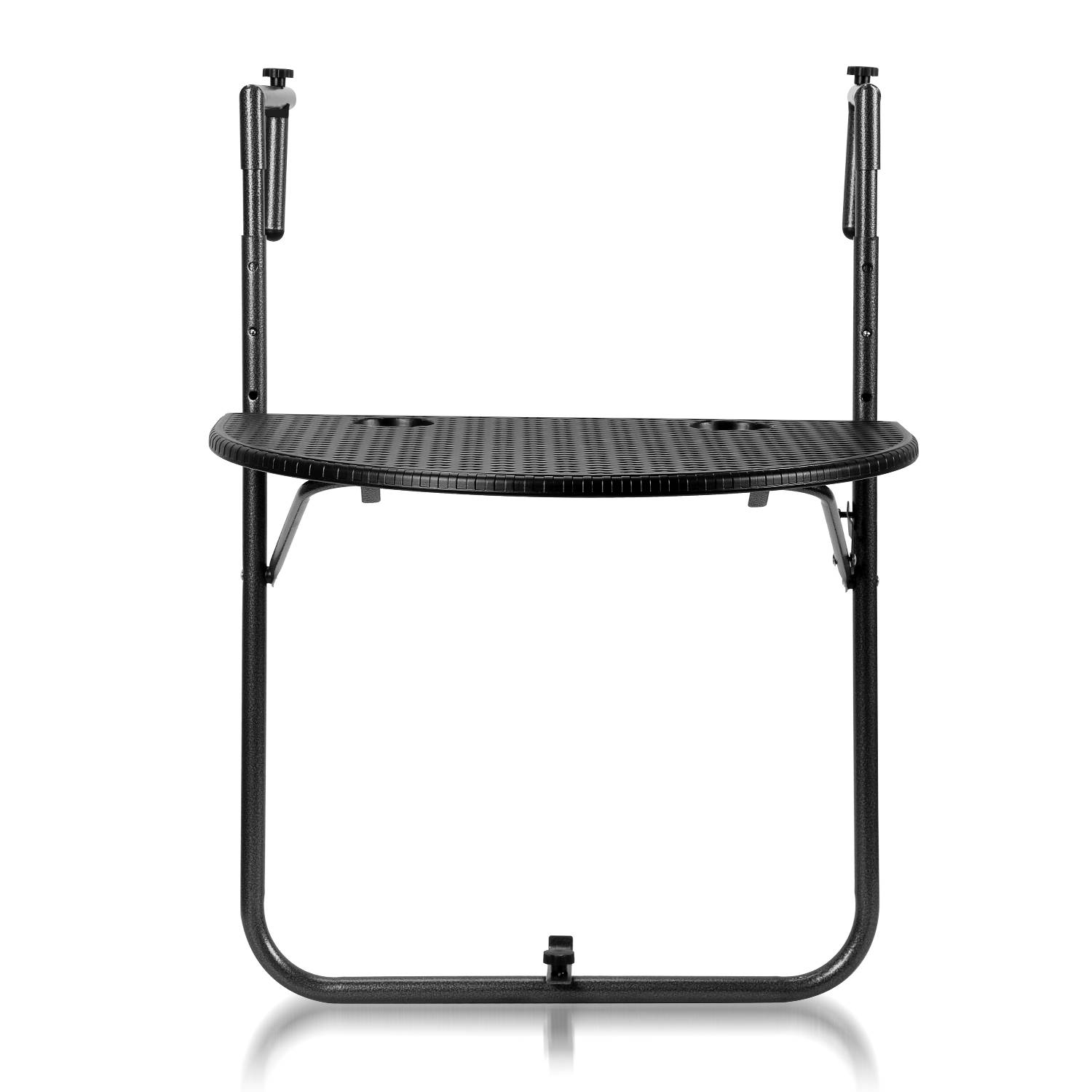 Balkontisch Hängetisch Balkonhängetisch Tisch Balkon für Geländer Balkongeländer mit 3 Höhenverstellbar,Tischplatte 60x40 cm,in Holz-Optik,Grau