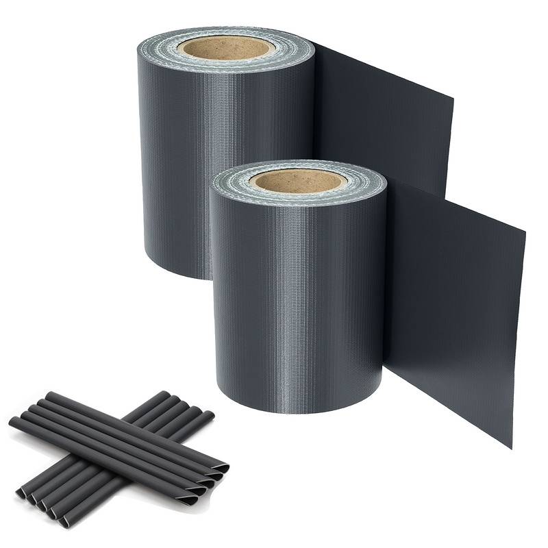 Sichtschutzstreifen Zaun Folie Blickdicht Dick PVC Doppelseitiger Reflexionsarm Sonnenschutz Sichtschutzfolie 2 Rollen á 50m x 19cm Anthrazit