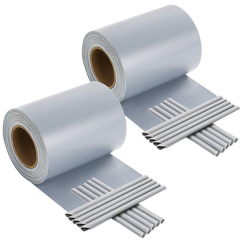 Sichtschutzstreifen Zaun Folie Blickdicht Dick PVC Doppelseitiger Reflexionsarm Sonnenschutz Sichtschutzfolie 2 Rollen á 50m x 19cm Grau