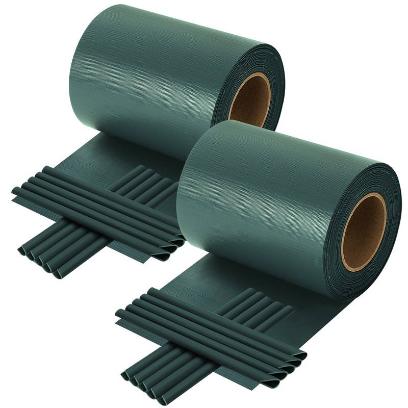 Sichtschutzstreifen Zaun Folie Blickdicht Dick PVC Doppelseitiger Reflexionsarm Sonnenschutz Sichtschutzfolie 2 Rollen á 50m x 19cm Grün
