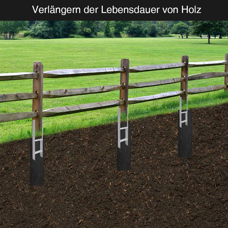 4 Stück Pfostenanker 81MM H-Pfostenträger H-Anker 600 mm Länge Pfostenschuh für Carport Silber