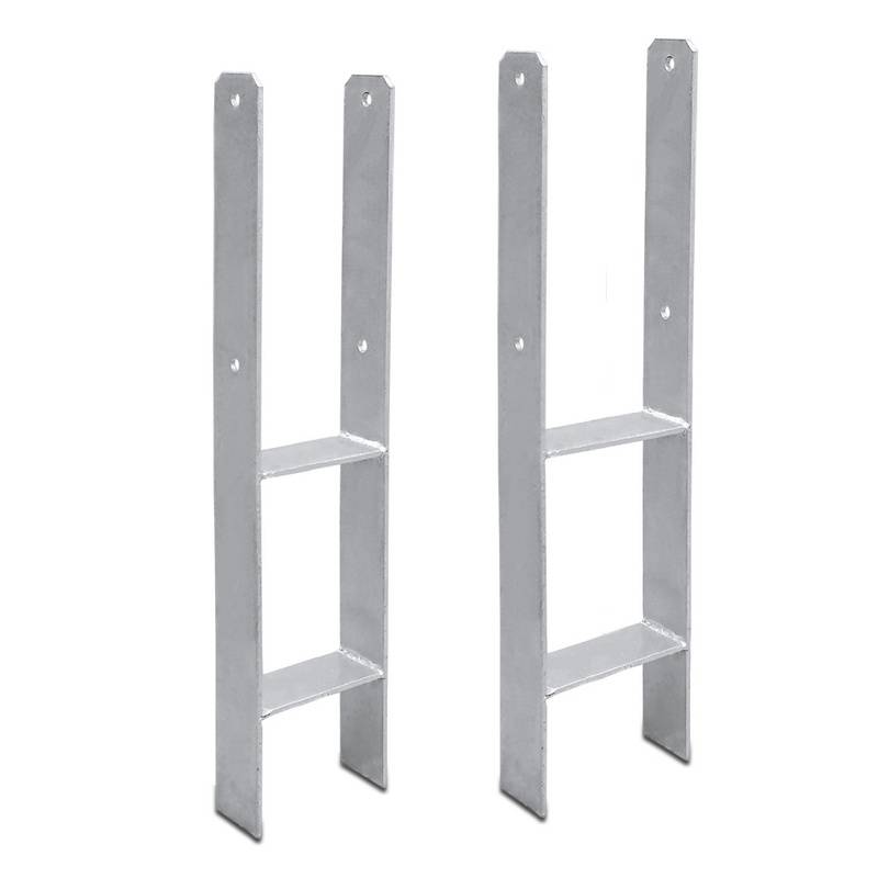 2 Stück Pfostenanker 111MM H-Pfostenträger H-Anker 600 mm Länge Pfostenschuh für Carport Silber