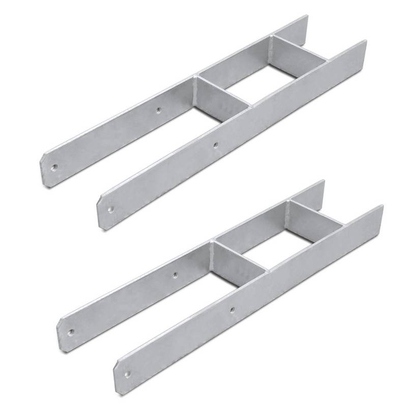 2 Stück Pfostenanker 121MM H-Pfostenträger H-Anker 600 mm Länge Pfostenschuh für Carport Silber