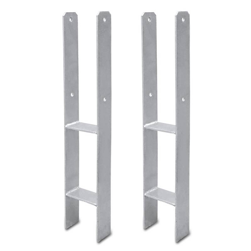 2 Stück Pfostenanker 81MM H-Pfostenträger H-Anker 600 mm Länge Pfostenschuh für Carport Silber