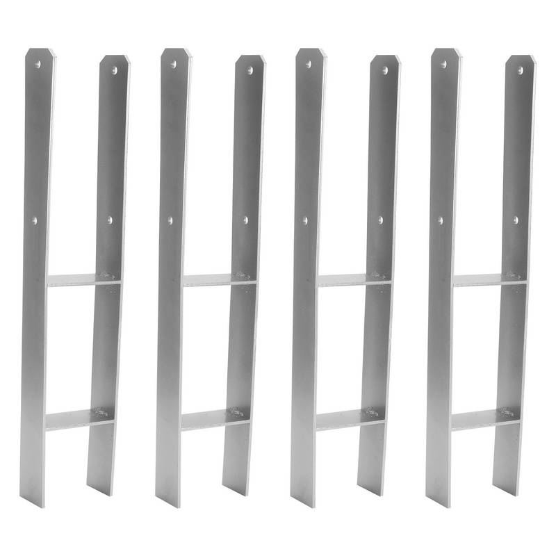 4 Stück Pfostenanker 111MM H-Pfostenträger H-Anker 600 mm Länge Pfostenschuh für Carport Silber