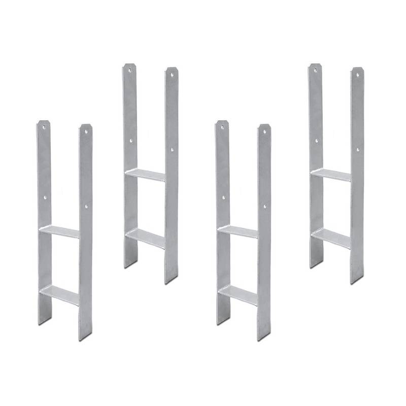 4 Stück Pfostenanker 121MM H-Pfostenträger H-Anker 600 mm Länge Pfostenschuh für Carport Silber