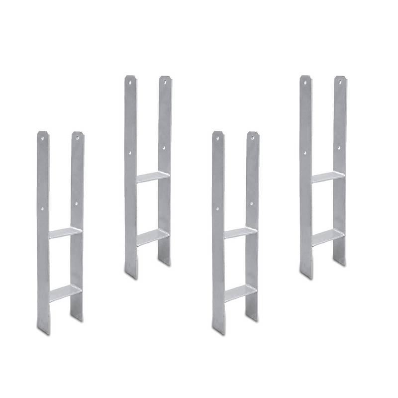 4 Stück Pfostenanker 101MM H-Pfostenträger H-Anker 600 mm Länge Pfostenschuh für Carport Silber
